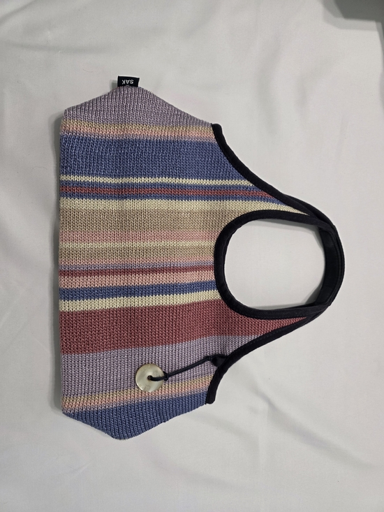 The Sak Handbags - The Sak Vintage Multi-Color Striped Crochet Knit Shoulder Bag with Shell Button